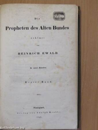 Die Propheten des Alten Bundes I. (töredék)