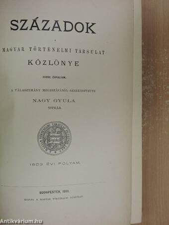 Századok 1903/1-10.