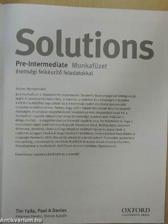 Solutions - Pre-Intermediate - Munkafüzet