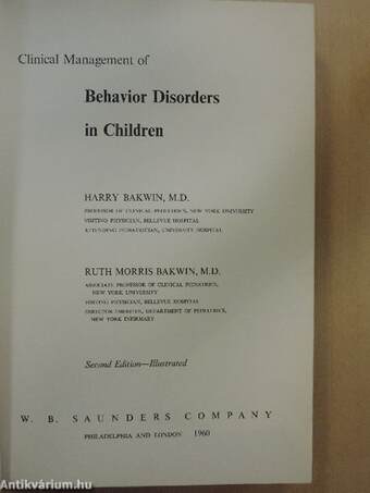 Clinical Management of Behavior Disorders in Children