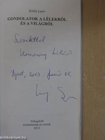 Gondolatok a lélekről és a világról (dedikált példány)