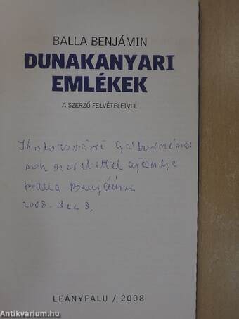 Dunakanyari emlékek (dedikált példány)