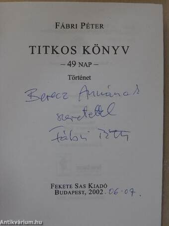 Titkos könyv (dedikált példány)