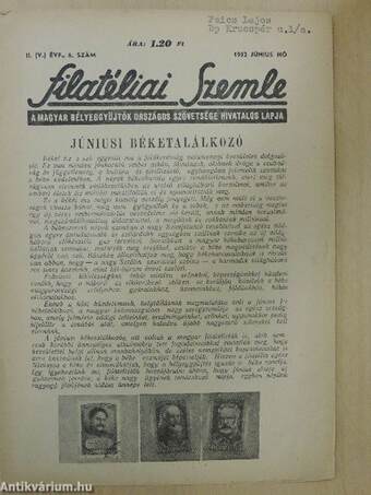 Filatéliai Szemle 1952. június