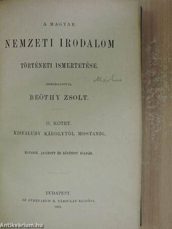 A magyar nemzeti irodalom történeti ismertetése II.