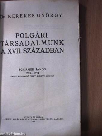 Polgári társadalmunk a XVII. században