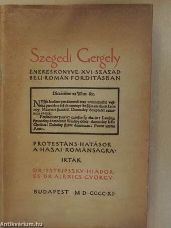 Szegedi Gergely énekeskönyve (dedikált példány)