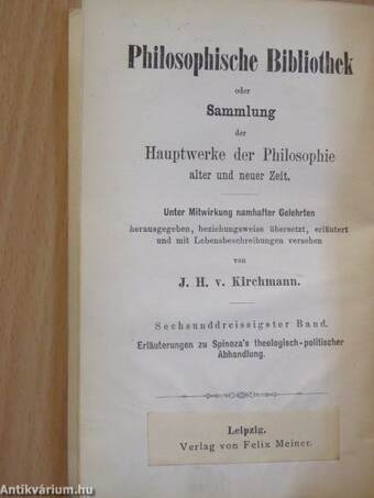 Erläuterungen zu Benedict von Spinoza's theologisch-politischer Abhandlung