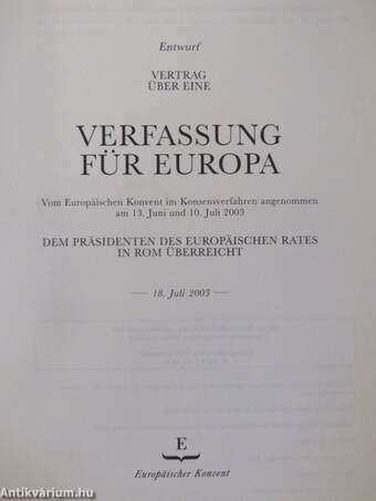 Entwurf Vertrag über eine Verfassung für Europa