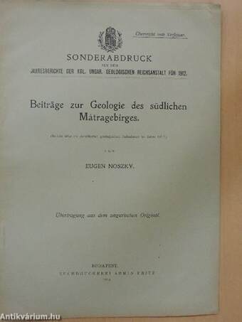 Beiträge zur Geologie des südlichen Mátragebirges