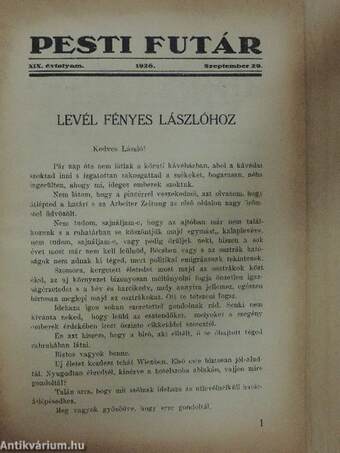 Pesti Futár 1926. szeptember 29.