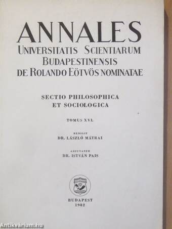 Annales Universitatis Scientiarum Budapestinensis de Rolando Eötvös Nominatae XVI.
