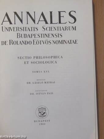 Annales Universitatis Scientiarum Budapestinensis de Rolando Eötvös Nominatae XVI.