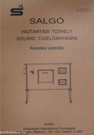 Salgó háztartási tűzhely szilárd tüzelőanyagra