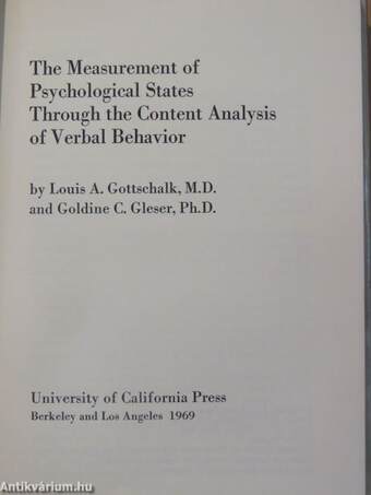 The Measurement of Psychological States Through the Content Analysis of Verbal Behavior