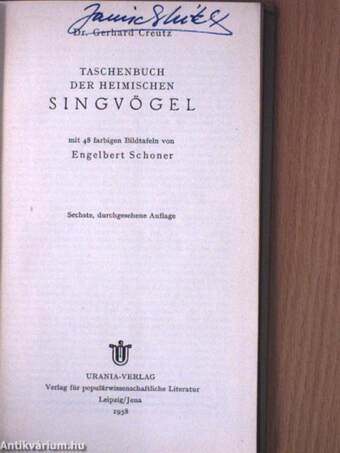 Taschenbuch der heimischen Singvögel