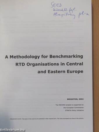 A Methodology for Benchmarking RTD Organisations in Central and Eastern Europe