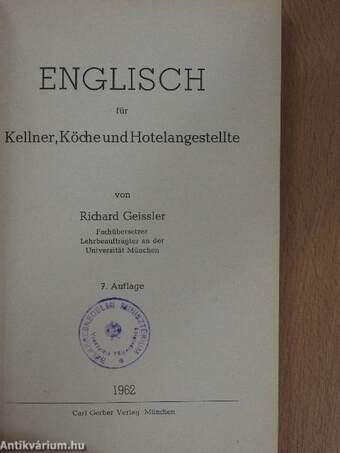 Englisch für Kellner, Köche und Hotelangestellte