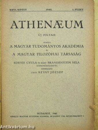 Athenaeum 1940. 1. füzet