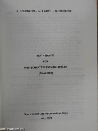 Mathematik für Wirtschaftswissenschaftler (Analysis)