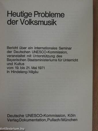 Heutige Probleme der Volksmusik