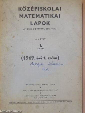 Középiskolai matematikai lapok 1969/1.