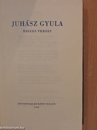 Juhász Gyula összes versei II. (töredék)