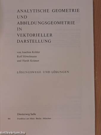 Analytische Geometrie und Abbildungsgeometrie in Vektorieller Darstellung