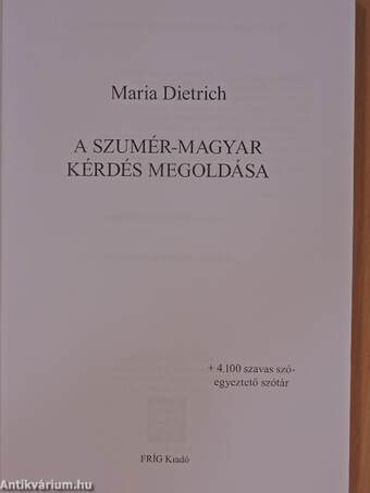 A szumér-magyar kérdés megoldása