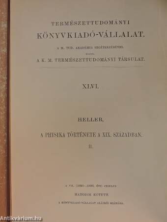 A physika története a XIX. században II. (töredék)