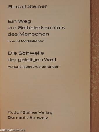 Ein Weg zur Selbsterkenntnis des Menschen/Die Schwelle der geistigen Welt