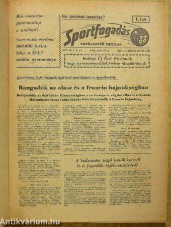 Sportfogadás 1966. január-december