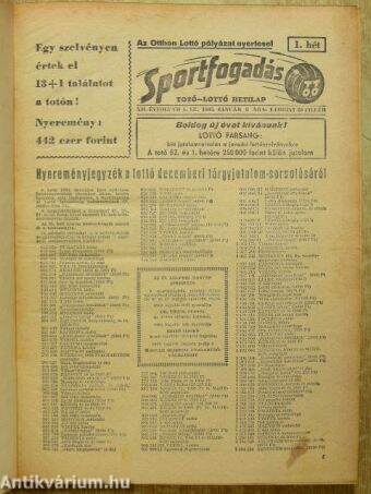 Sportfogadás 1965. január-december