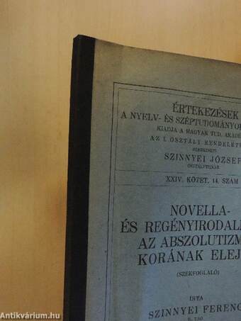 Novella- és regényirodalmunk az abszolutizmus korának elején