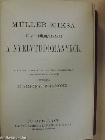 Müller Miksa ujabb fölolvasásai a nyelvtudományról