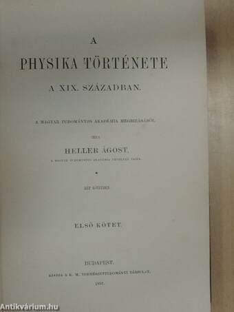 A physika története a XIX. században I-II.