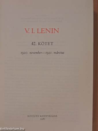 V. I. Lenin összes művei 42.