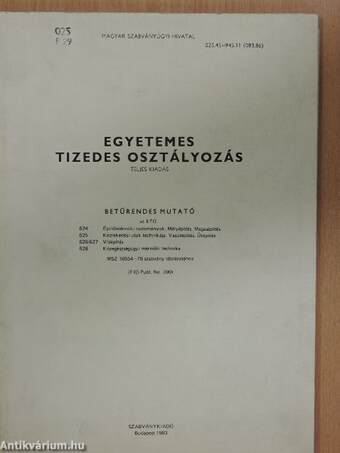 Egyetemes tizedes osztályozás 624-628.