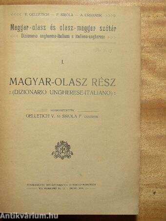 Magyar-olasz és olasz-magyar szótár