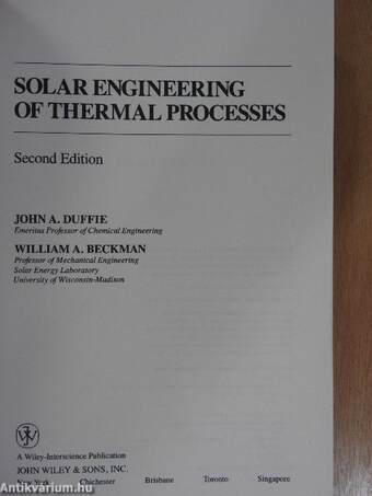 Solar Engineering of Thermal Processes