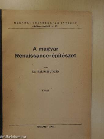 A magyar Renaissance-építészet