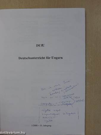DufU Deutschunterricht für Ungarn 1/2000