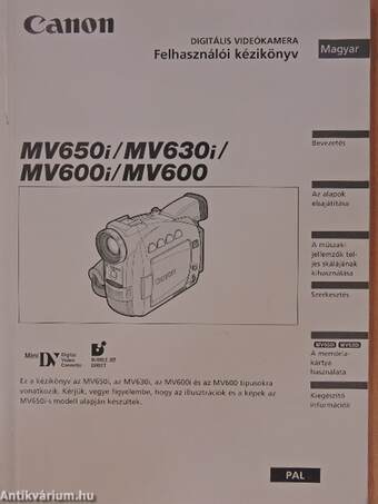 Canon MV650i/MV630i/MV600i/MV600 digitális videókamera