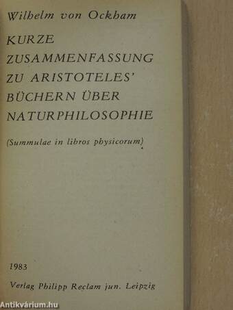 Kurze Zusammenfassung zu Aristoteles' Büchern über Naturphilosophie