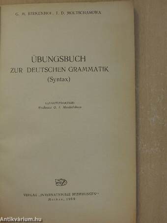 Übungsbuch zur deutschen Grammatik