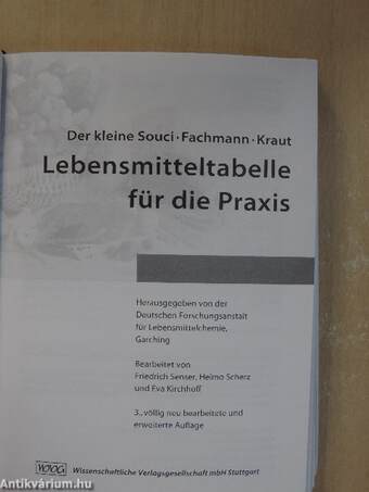 Lebensmitteltabelle für die Praxis