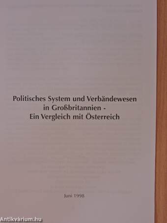 Politisches System und Verbändewesen in Großbritannien - Ein Vergleich mit Österreich