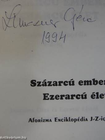 Százarcú ember, ezerarcú élet II. (dedikált példány) (töredék)