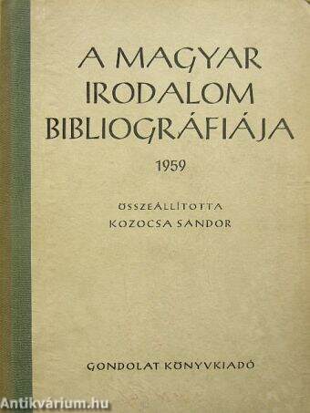A magyar irodalom bibliográfiája 1959