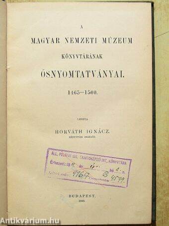 A Magyar Nemzeti Múzeum Könyvtárának ősnyomtatványai